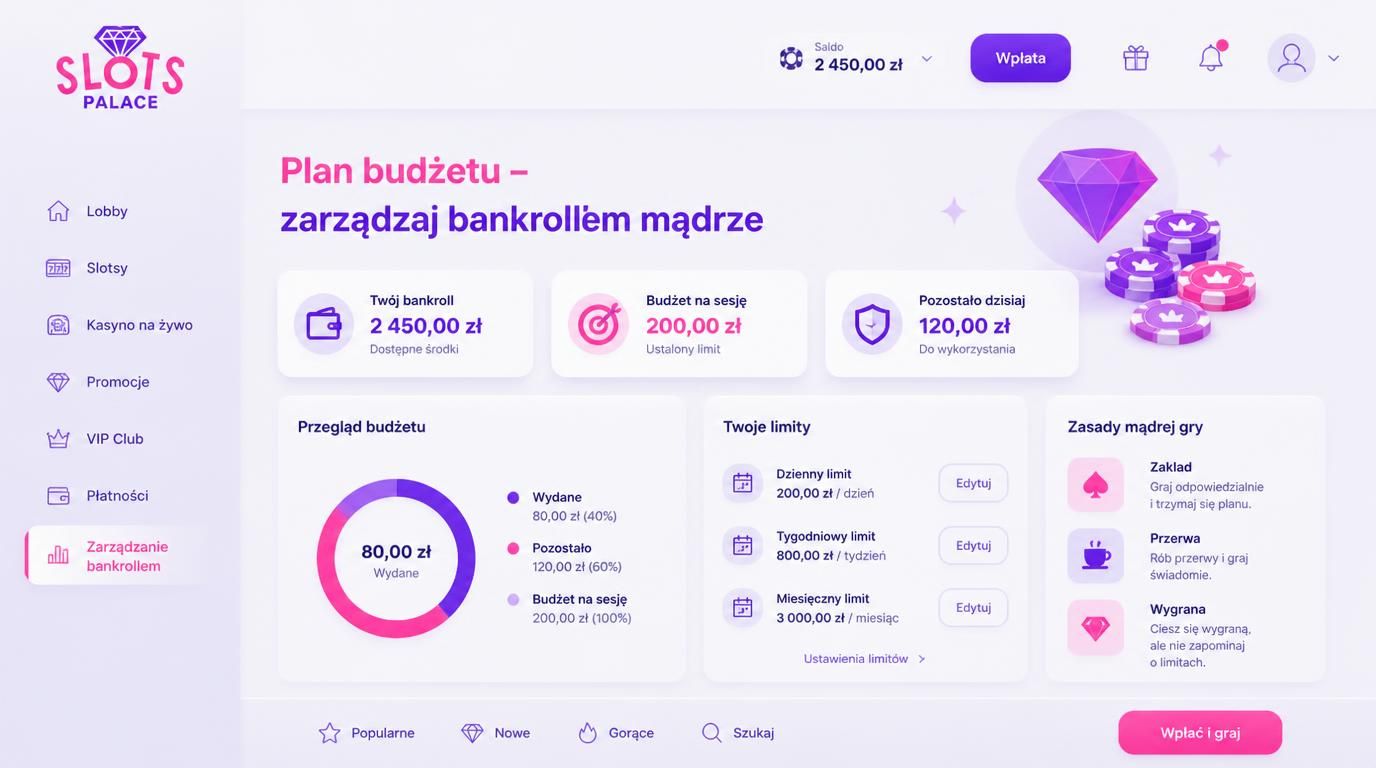 Wizualizacja zarządzania budżetem i limitem gry.