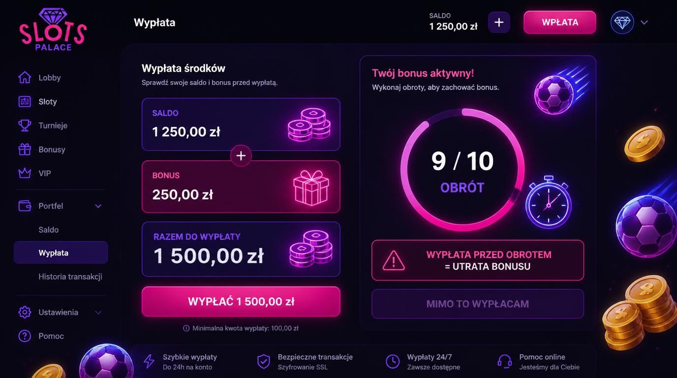 Użytkownik próbuje wypłacić środki przed spełnieniem warunku obrotu.