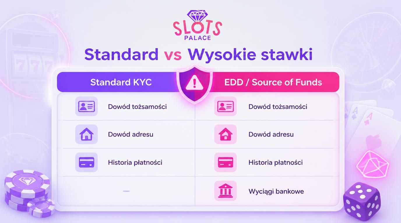 porównanie procedur KYC dla zwykłych graczy oraz dla graczy wysokich stawek z dodatkowymi dokumentami